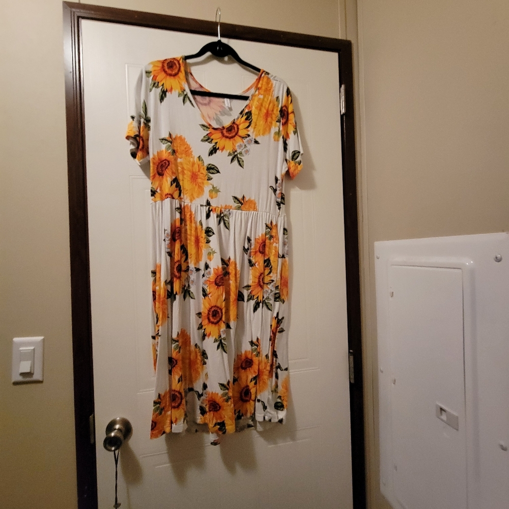 Yellow and Orange Flutter Sleeve Midi Sundress